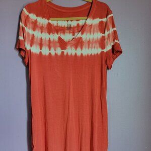 St. Johns Bay Womens Shirt Dress Orange Short Sleeve V-Neck Size Large